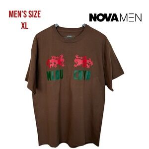 Nova Men Graphic T-Shirt XL Brown Cali Malibu Canyon Saratoga 1991 Vintage Style